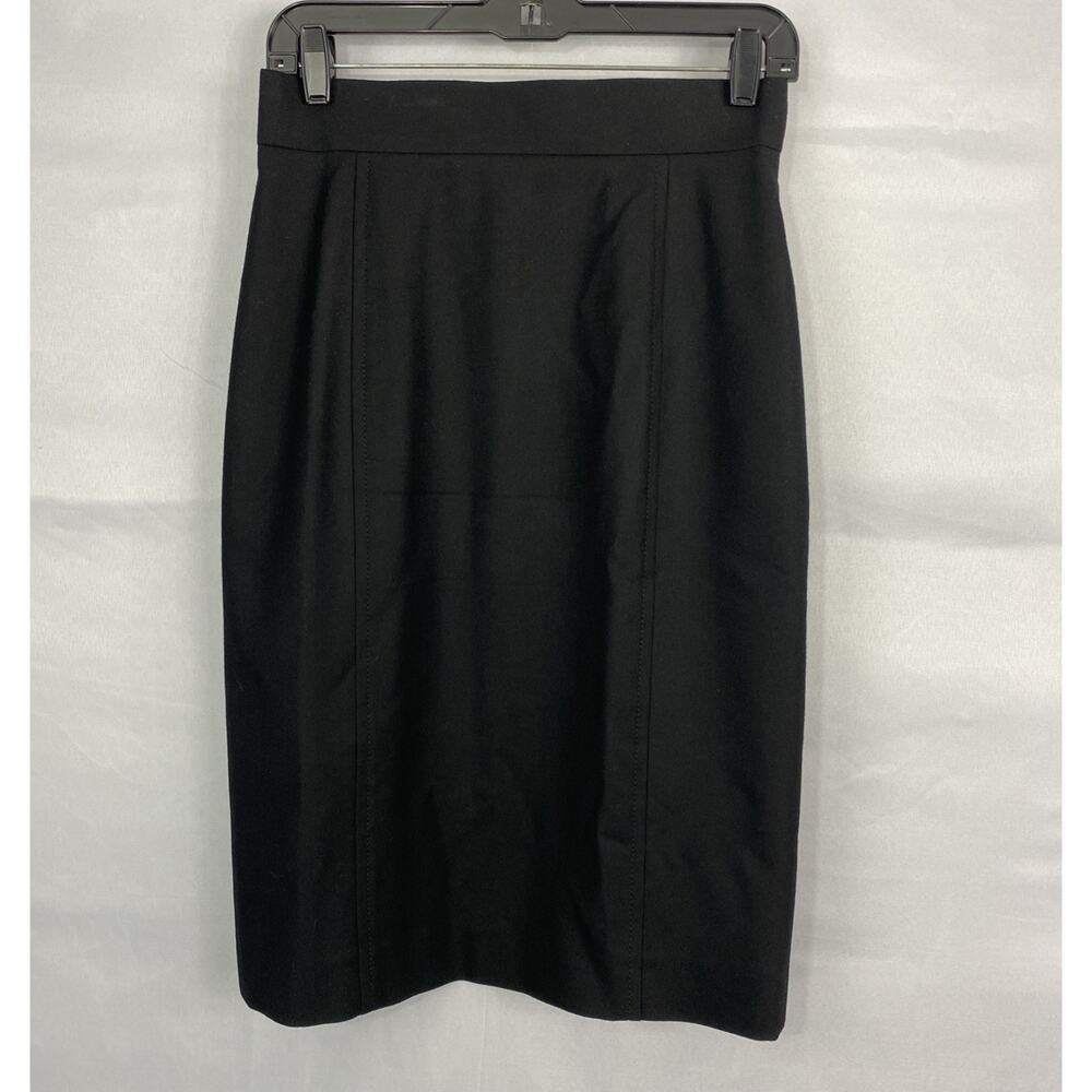 $995 AKRIS Punto Skirt 6 Black Wool Pencil Straight Seamed Double Slit Lined